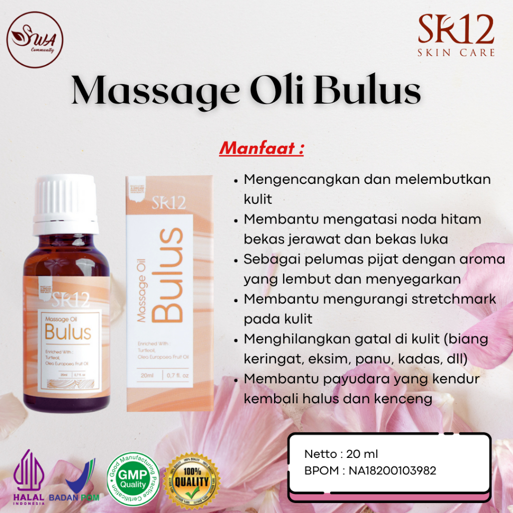 MINYAK BULUS ORIGINAL SR12 PEMBESAR PAYUDARA| SABUN BULUS & MINYAK BULUS SR12