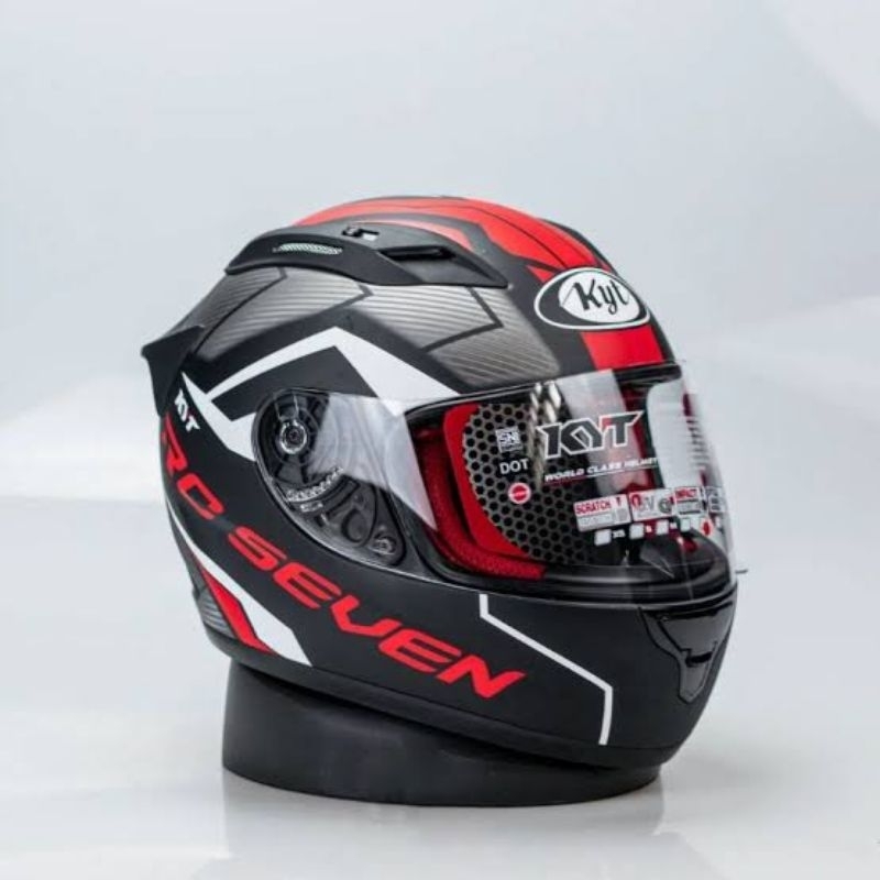 Helm Full Face KYT RC7 Motif Seri 18 Matt Black Red Merah Hitam Doff Doft Original
