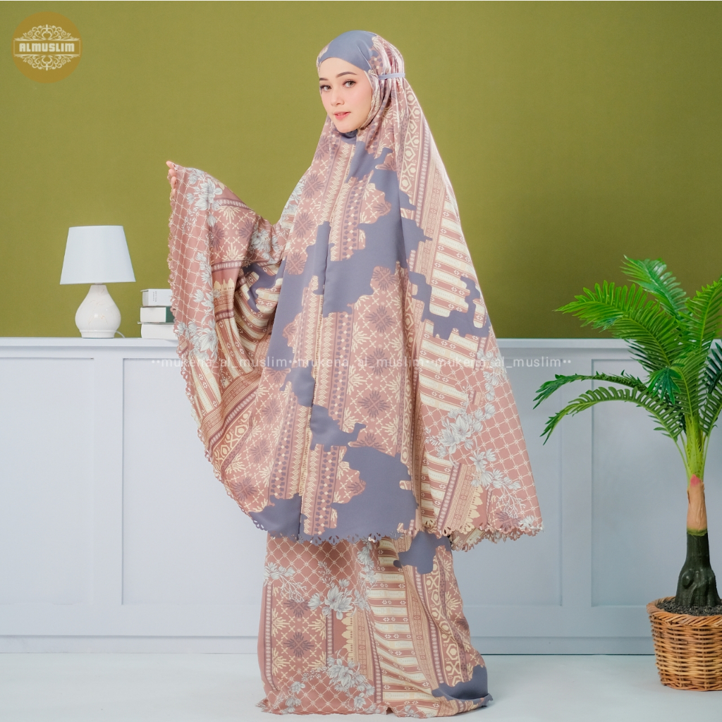 ALMUSLIM - Mukena Dewasa Maxmara Luxury Silk Lasercut Tas Sajadah Jumbo Laysha Series