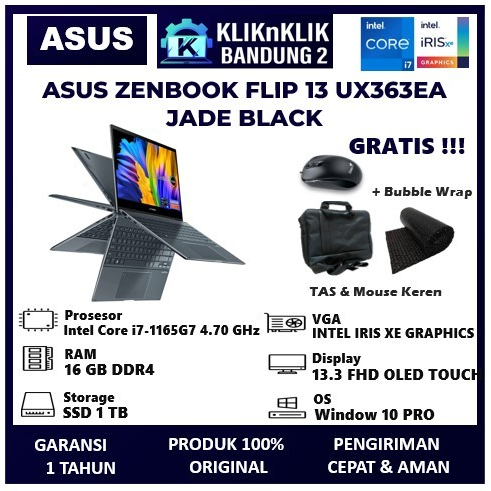 LAPTOP TOUCHSCREEN ASUS ZENBOOK FLIP 13 UX363EA INTEL EVO I7 RAM 16 GB SSD 1 TB NEW