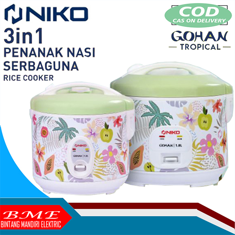 Niko Rice Cooker 1.8L Gohan Tropical Penanak Nasi 3in1 Mejikom