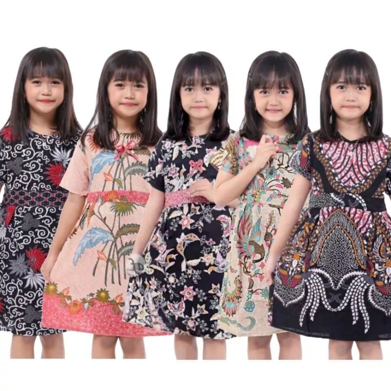 Dress Batik Anak perempuan umur 2-10 Tahun - Motif batik bervariasi -batik anak perempuan - Dress ba