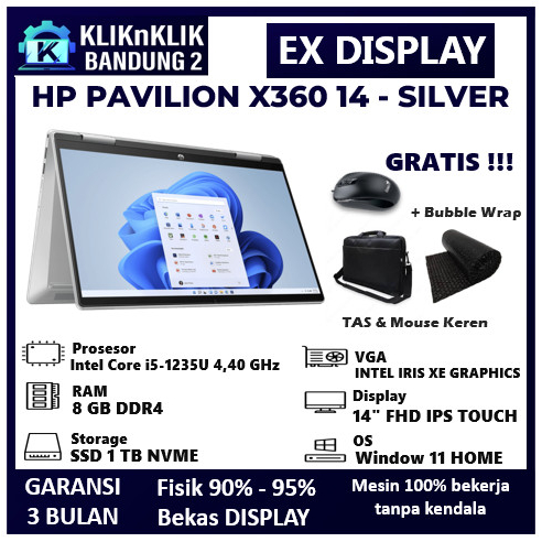 LAPTOP TOUCHSCREEN HP PAVILION X360 14 INTEL I5 GEN 12 LIKE NEW