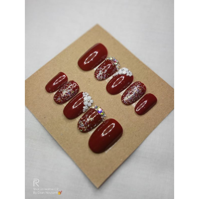 Nail Art Wedding/KUKU PALSU MAROON
