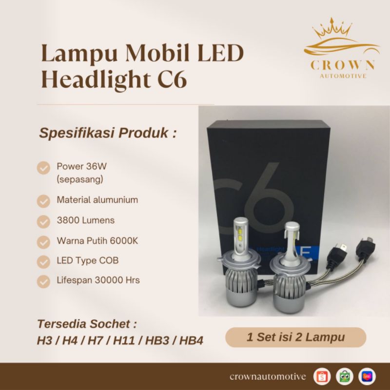 Lampu LED Mobil Headlight C6 / LED Headlamp C6