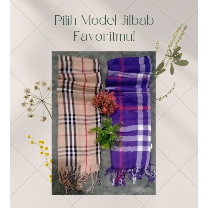 Pashmina kotak kotak/pashmina motif kotak / pashmina oleh oleh haji