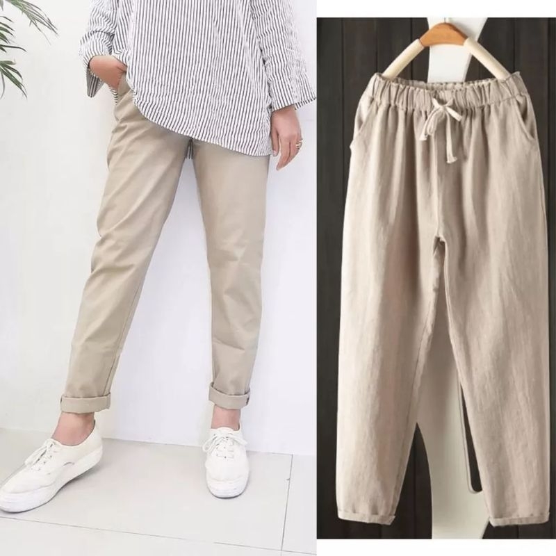 Celana Pria Linen Panjang Premium//Linen Long Pants//Celana Pantai