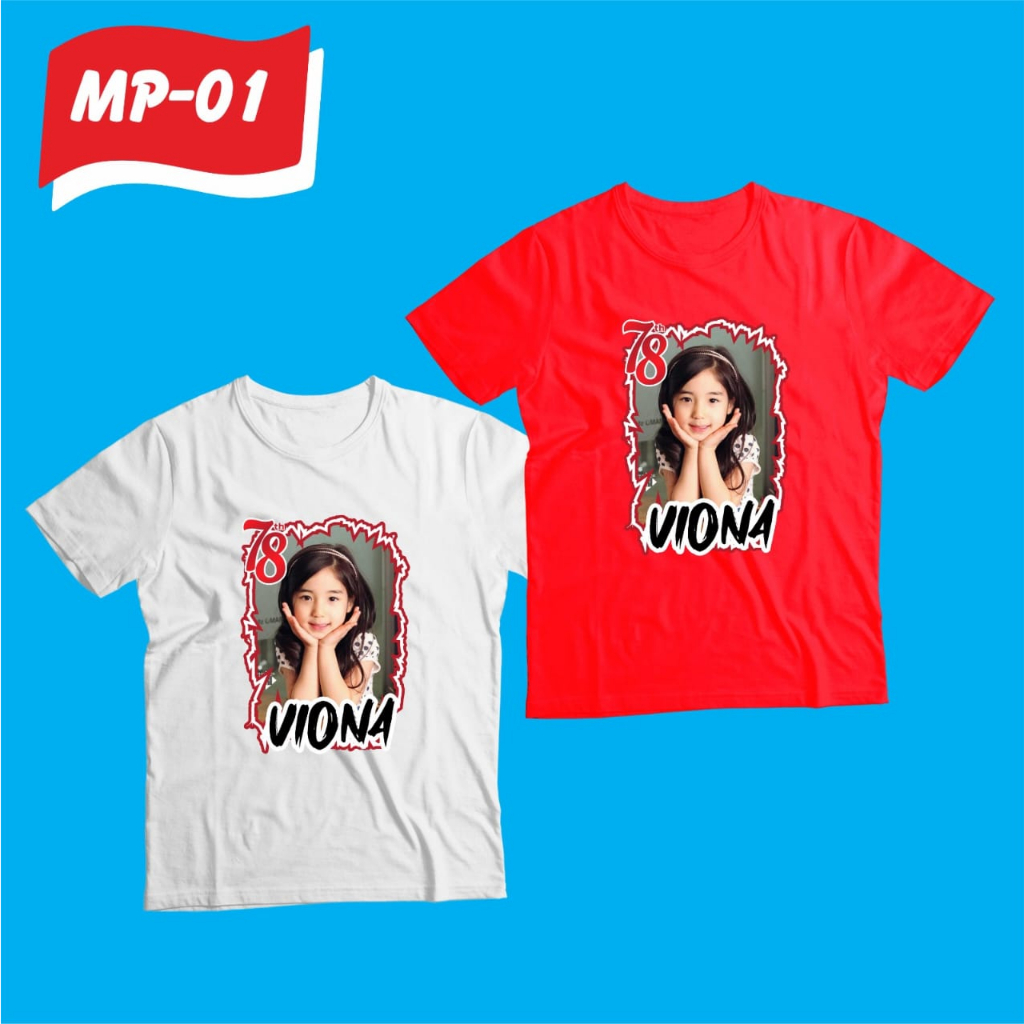 Kaos Anak Custom Foto dan Nama sendiri / Kaos Anak Tema HUT RI 78