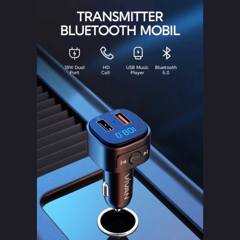 VIVAN VBT01 18W CAR CHARGER TRANSMITTER BLUETOOTH