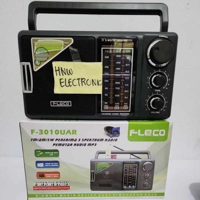 radio chas cas portable Fleco 3010UAR 3010 USB BLUETOOTH FM AM SW model jadul kuno