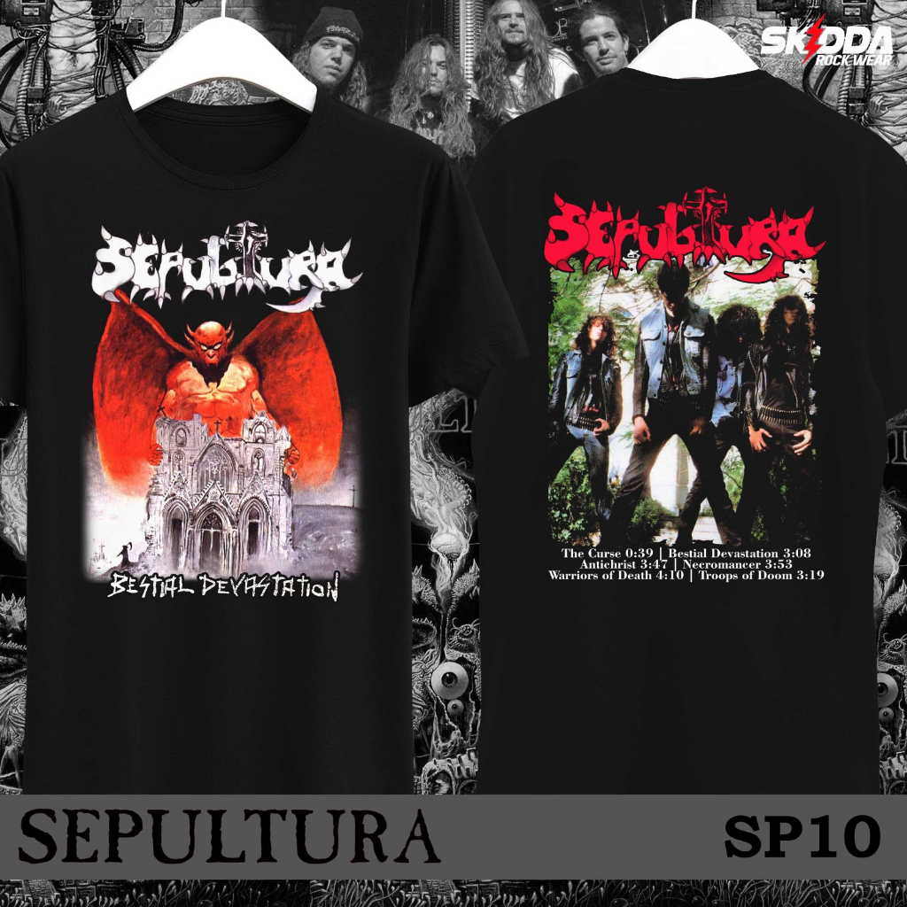 T Shirt Kaos Band Rock Metal SEPULTURA Bestial Devasation - 2 Muka - Ptemium Black NSA