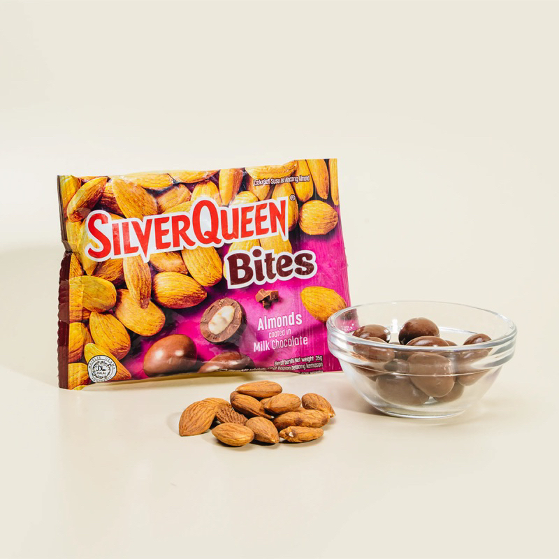 

Ready siap kirim coklat silverqueen bites 35gr silver queen bites almond mede dark choco original