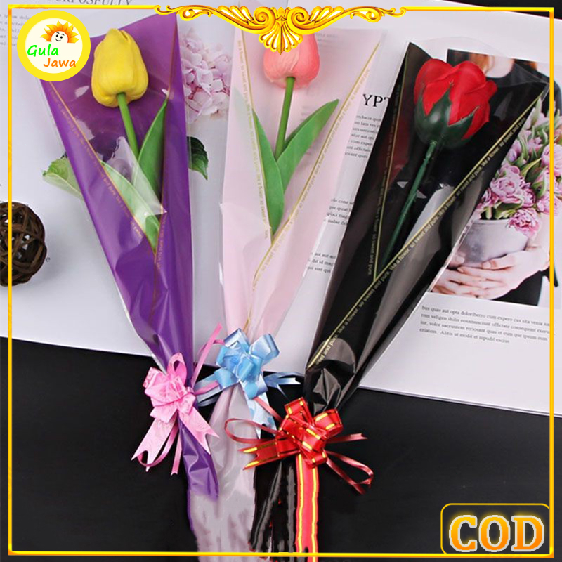 

100pcs kantong bunga rose /single Plastik bunga mawar tangkai per satuan/ plastik bungkus bunga