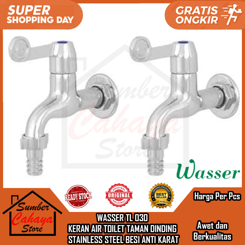 WASSER KERAN AIR DINDING TEMBOK TL 030 WASTAFEL BATHUP KRAN AER CUCI PIRING MANCI STAINLESS KERAN DI