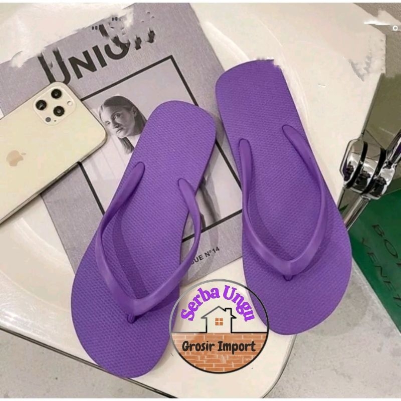Serbaungu Sandal Jepit Polos Dewasa Ungu / Sandal Teplek Wudlu Wudhu Jepit Rumahan Lilac Empuk