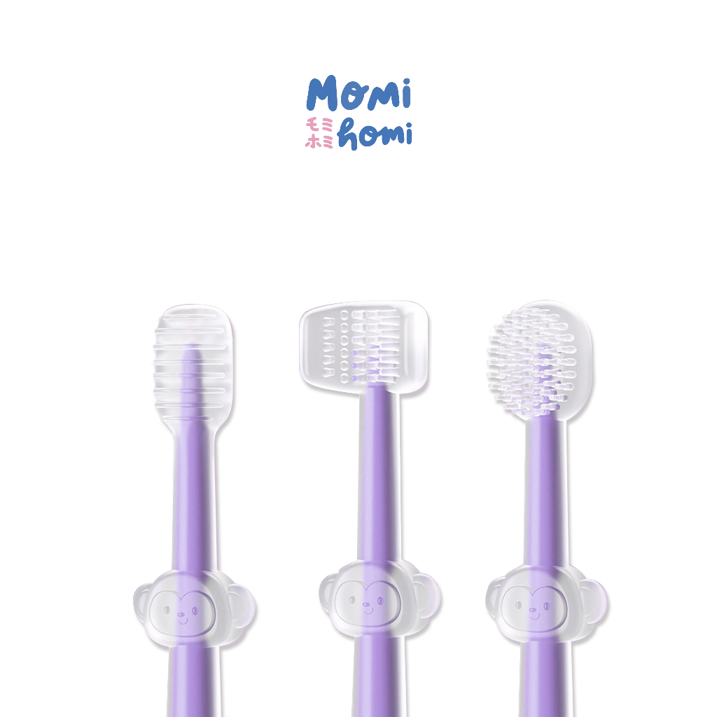 Momi Homi Baby Oral Care 3 in 1 Pembersih Mulut Bayi Sikat Gigi &amp; Lidah Bayi Silicone Baby Toothbrush Silikon Sikat Gusi 3004/ Sikat Lidah 3 in 1