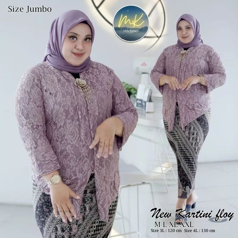 SETELAN KEBAYA FLOY BROKAT JUMBO LD 120-130 / SET KEBAYA JUMBO / KEBAYA WISUDA BIG SIZE / KEBAYA KON