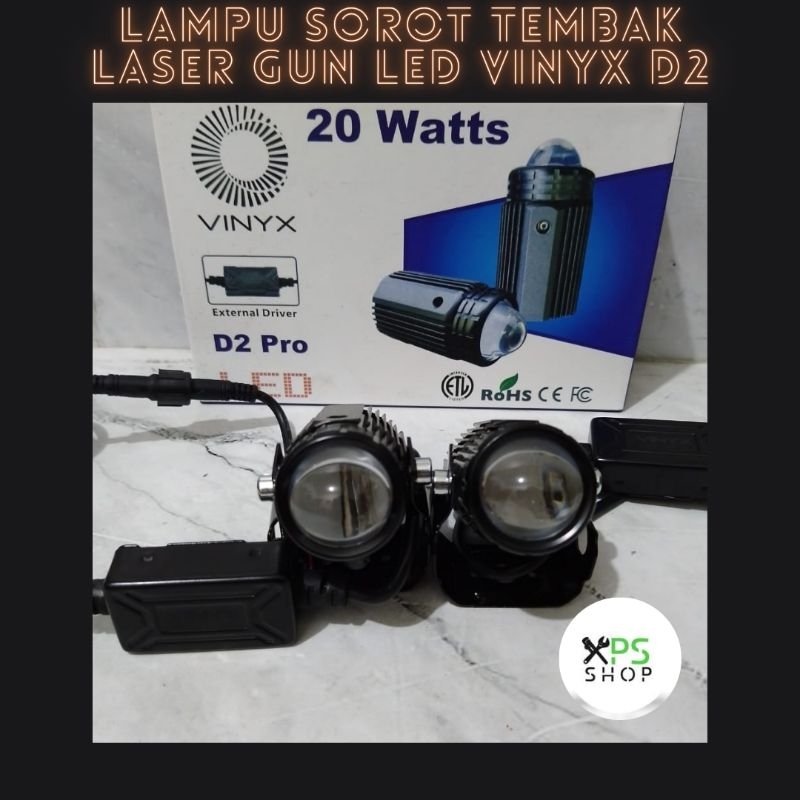 LAMPU SOROT TEMBAK LASER GUN LED VINYX D2 Pro 20 W MOTOR MOBIL