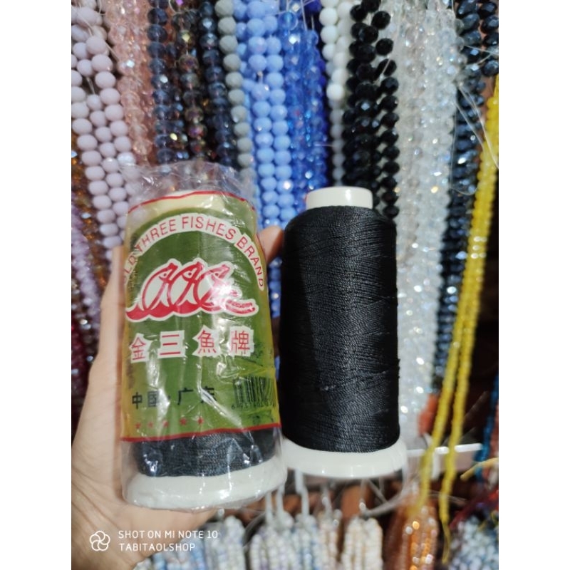 Benang nylon hitam DIY bahan gelang kalung tasbih