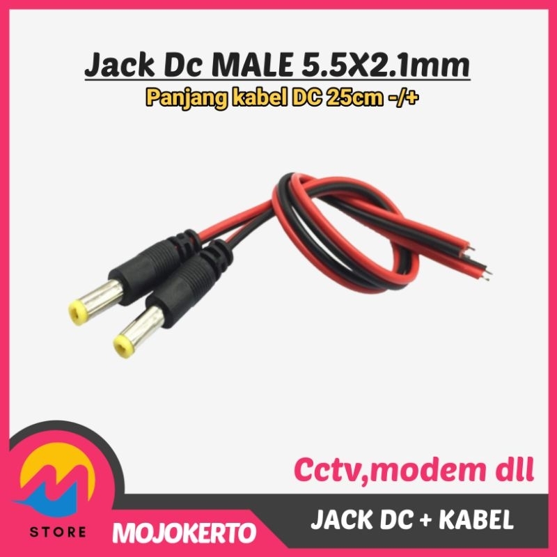 Jack Dc Male 5.5×2.1mm Konektor Power supply Adaptor Charger CCTV/MODEM router wifi