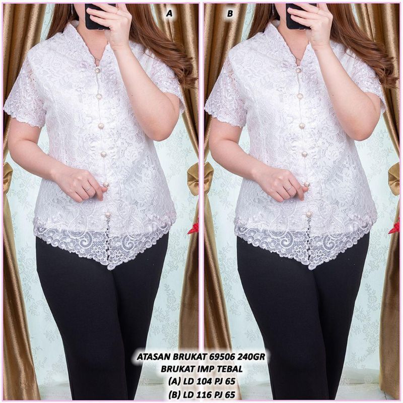 BAJU GEREJA ATASAN BRUKAT KEBAYA ENCIM ATASAN KEBAYA PUTIH ASD 695066