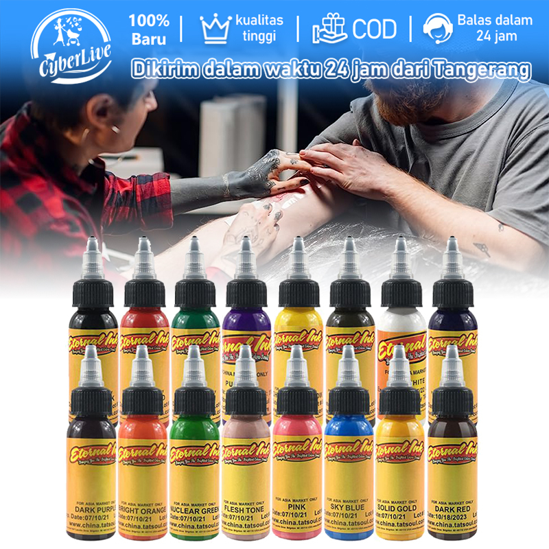 16 Warna Tinta Tato Set 30ml Pigment Tato Sulam Pewarna Tato Kulit Kecantikan Tattoo Ink