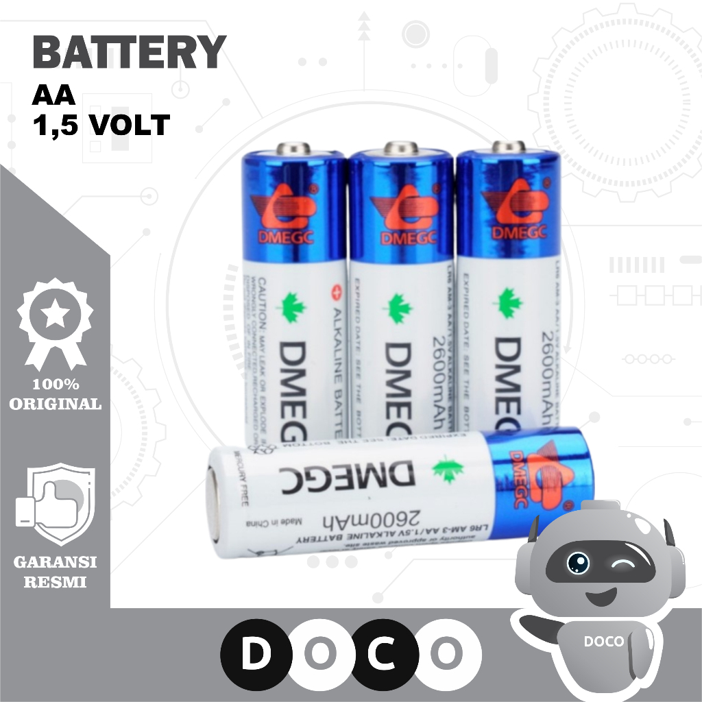 Battery DMEGC AA Batu Baterai Batrai Batre Alkaline A2 2600 mah 1,5 V