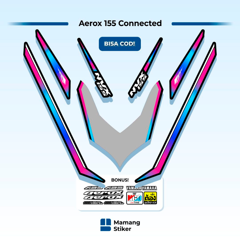 Striping Aerox Connected Variasi (16) New 2020 2021 2022 2023 Original 155 VVA NVX List Gold Doff Ma