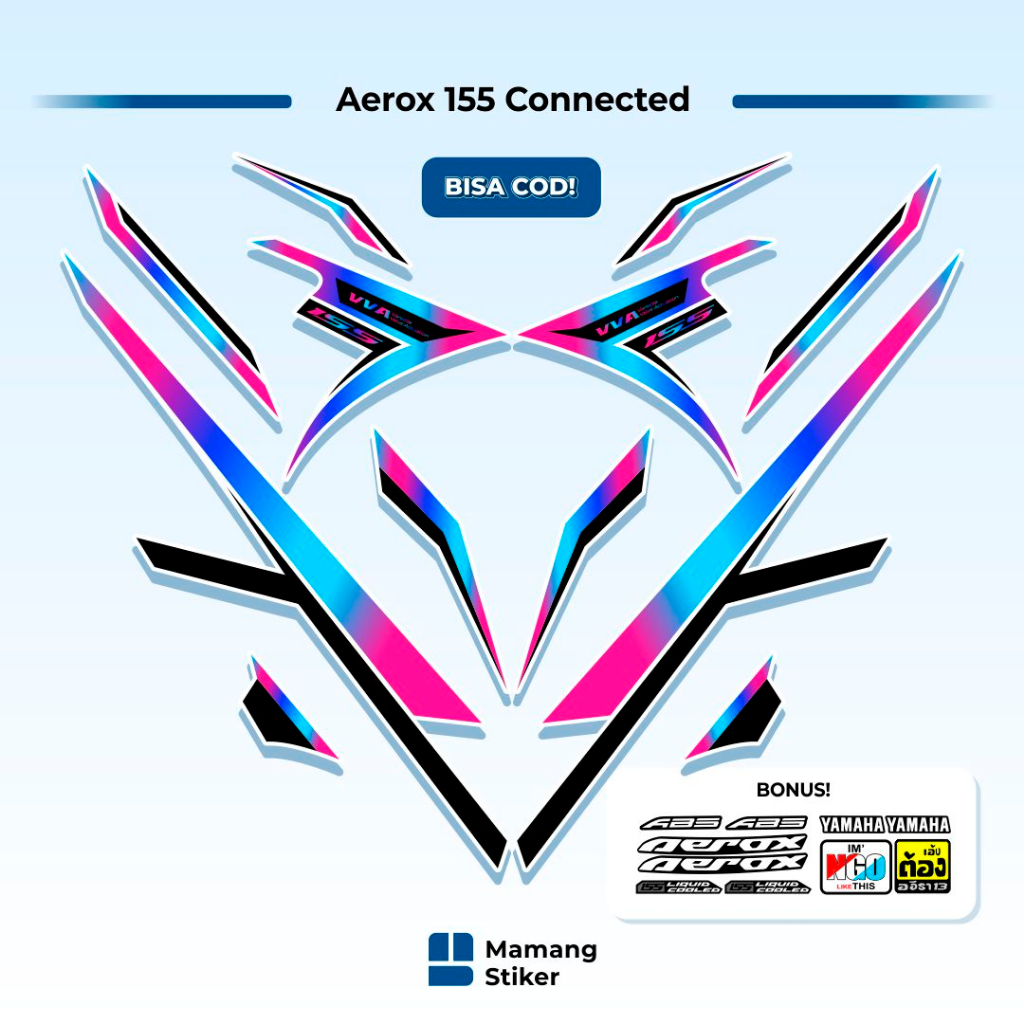 Striping Aerox Connected Variasi (19) New 2020 2021 2022 2023 Original 155 VVA NVX List Gold Doff Ma