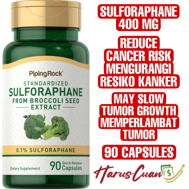 Piping Rock Sulforaphane 400 mg reduce cancer risk mengurangi resiko kanker reduce tumor growth