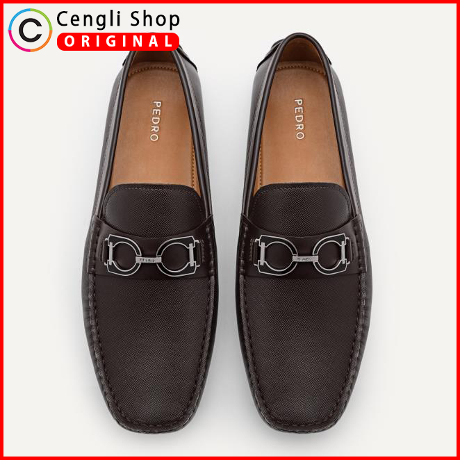 PM171 PEDRO SEPATU SLIP ON PRIA ORIGINAL KULIT ASLI ORI COKLAT