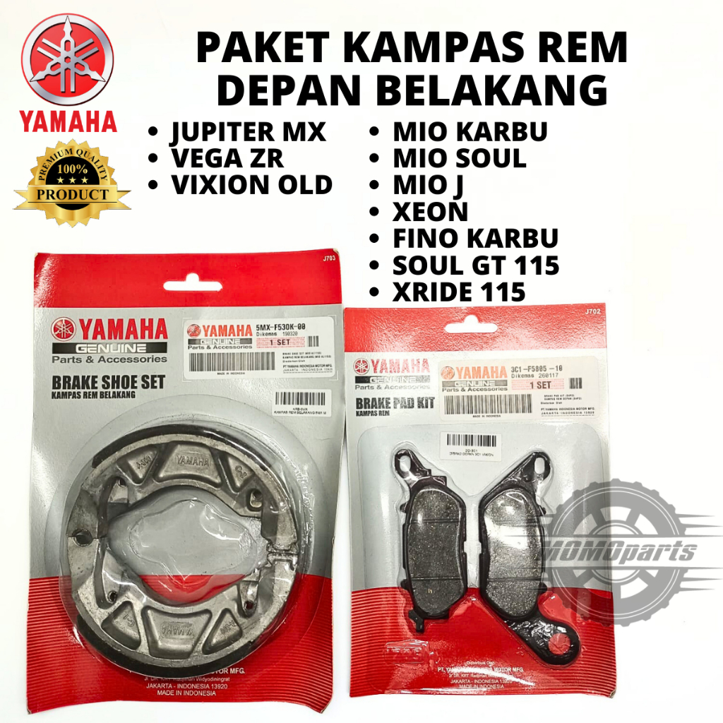 ORIGINAL PAKET KAMPAS REM DEPAN BELAKANG TROMOL 5MX 3C1 YAMAHA MIO OLD LAMA KARBU SPORTY SMILE J SOU