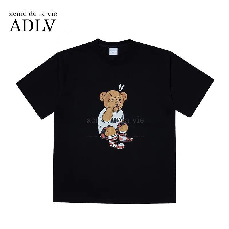 [ADLV] Acmedelavie T-Shirt White Check Pants Bear Black Original 100%