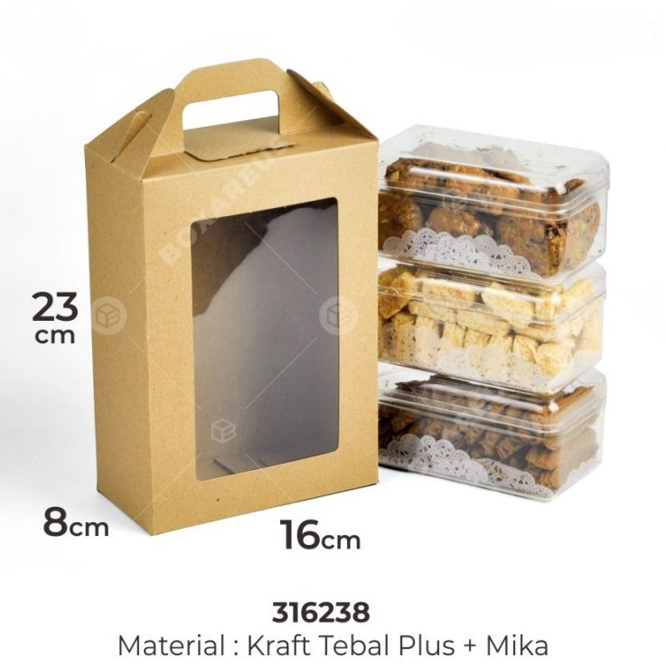 

Gable Box Toples 350gr Handle Bahan Kraft / Dus Packaging Multipurpose Snack Souvenir / Gift Box 316238 B