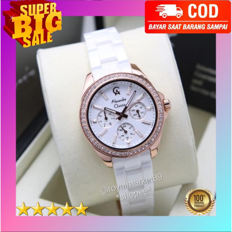 [PILIHAN WARNA LAIN GESER FOTONYA] ORI JAM TANGAN WANITA ALEXANDRE CHRISTIE ANALOG KERAMIK STRAP ARL