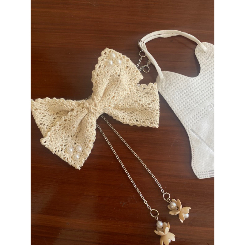 Konektor Masker Pita Rantai Strapmasker Rantai Pengait Masker Pita Ribbon Detail Rantai Model vintag