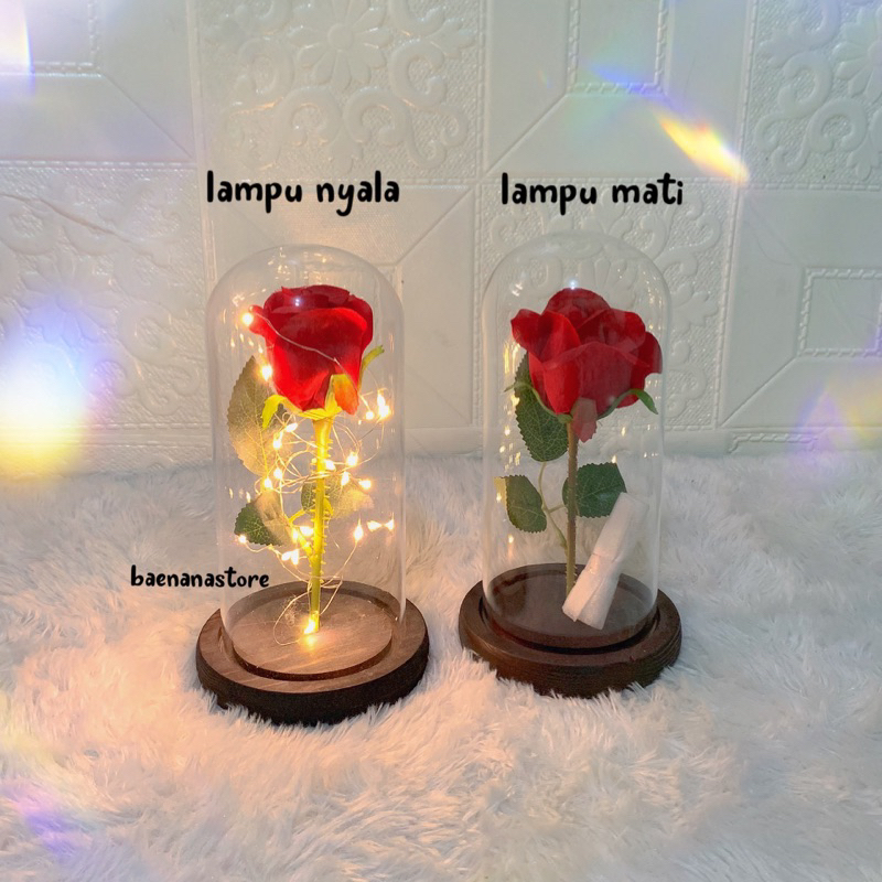 Bunga Mawar Lampu LED Dekorasi Beauty and The Beast