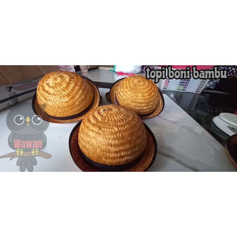 TOPI PRAMUKA TOPI BONI BAMBU, TOPI ROTAN anyam
