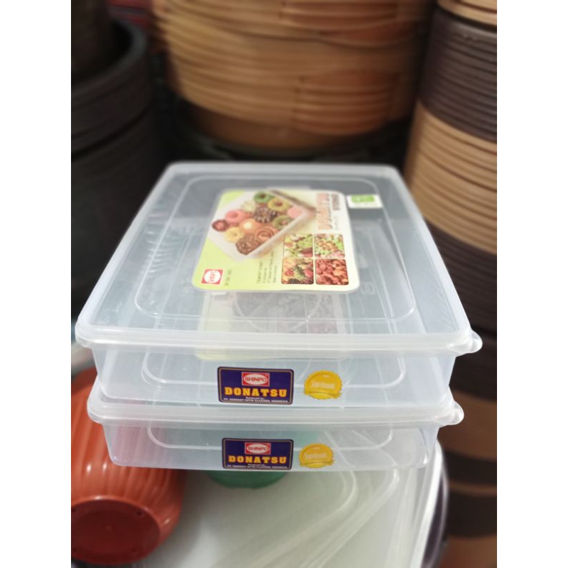 SHINPO BOX/ BOK KUE DONAT PLASTIK BENING/ WADAH BROWNIES PERSEGI/ TEMPAT DONAT TRANSPARAN/ WADAH MAK