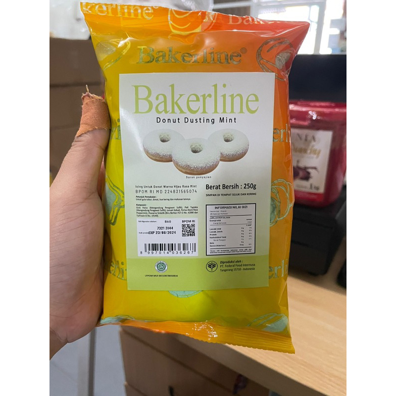

bakerline donut dusting 250g / gula dingin taburan untuk donat rasa strawberry / mint / bluberry