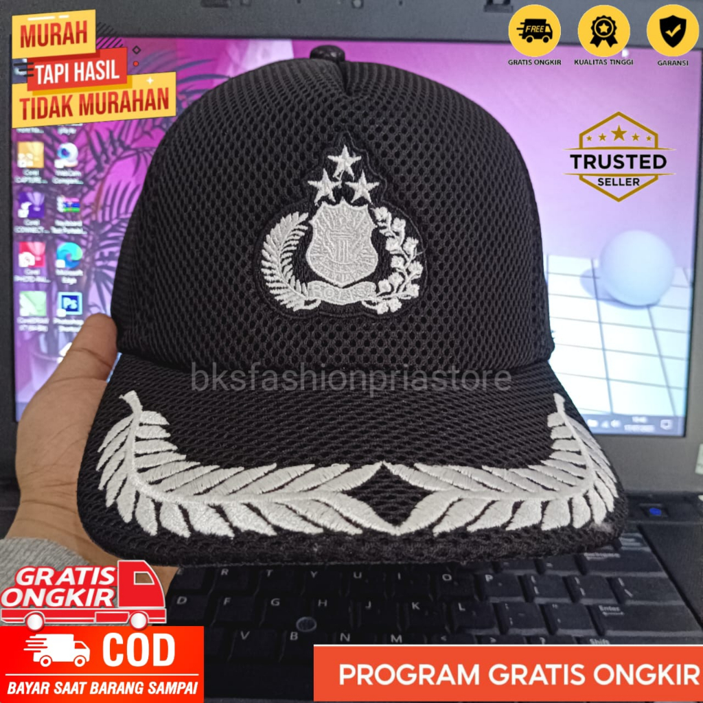 TOPI POLISI PUTIH / TOPI PRIA JARING / TERMURAH