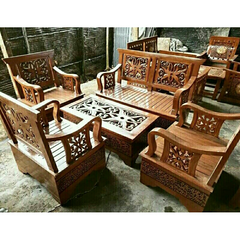 Kursi Tamu Ukir Motif Cumi  Kayu Jati