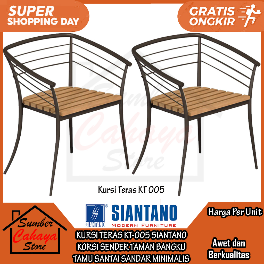 Siantano Bangku Tamu Kt 005 Santai Sandar Besi Minimalis Kursi Teras Outdoor Korsi Sender Taman Chai