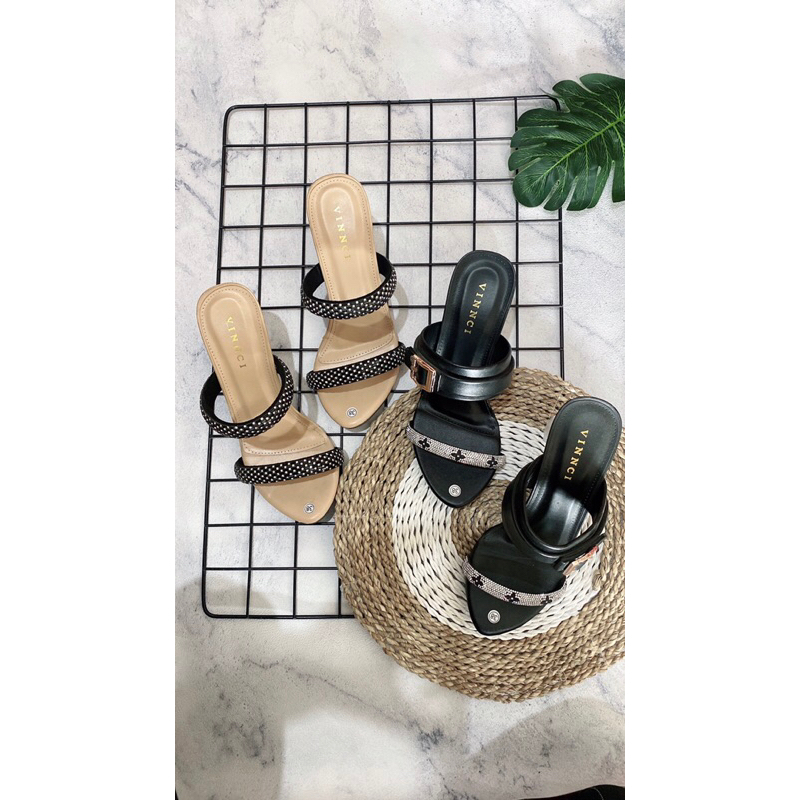 HIGH HEELS sandal wanita tumit mika (kaca) 5cm cantik terbaru kekinian