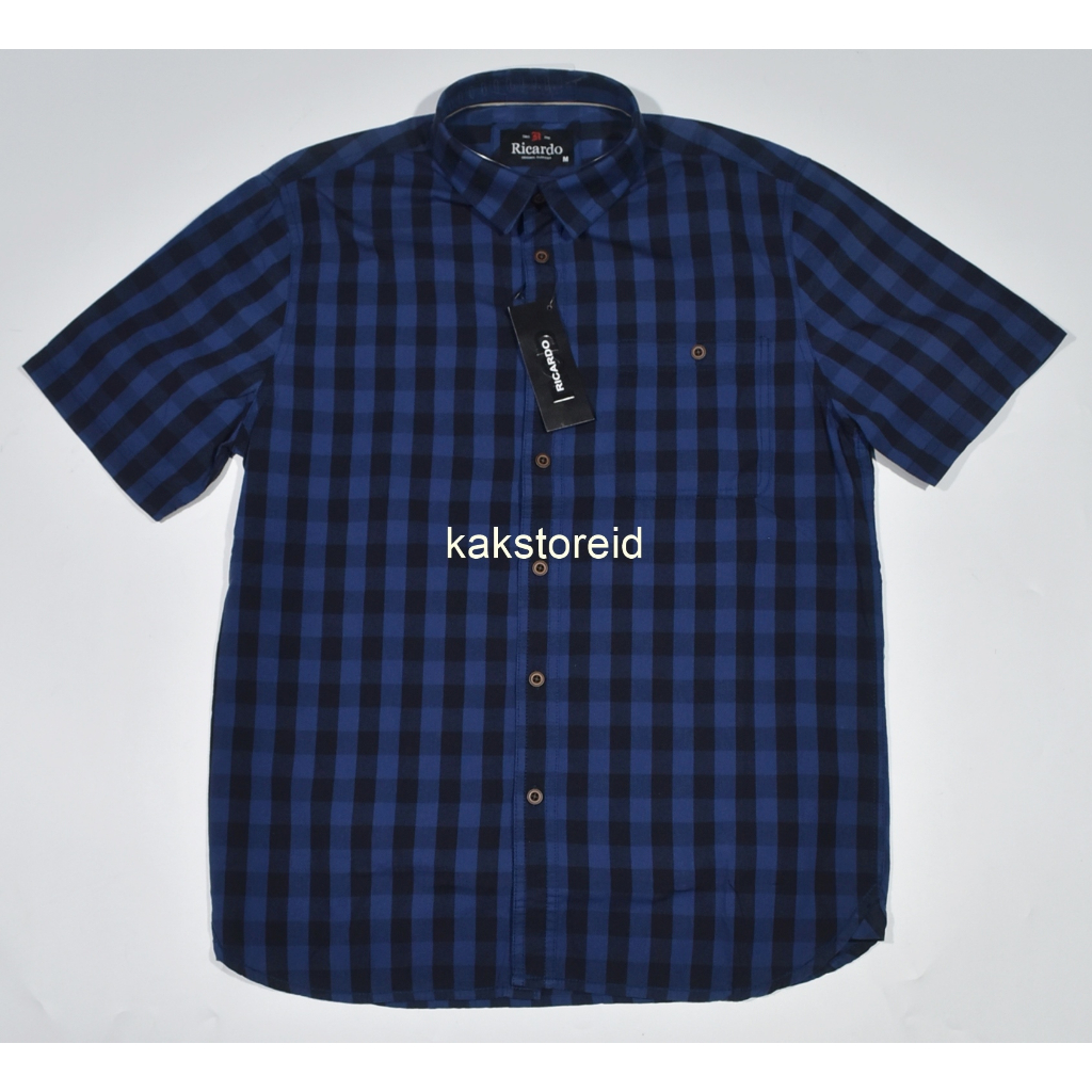 Kemeja Pria RICARDO Lengan Pendek Navy Motif KRD 01