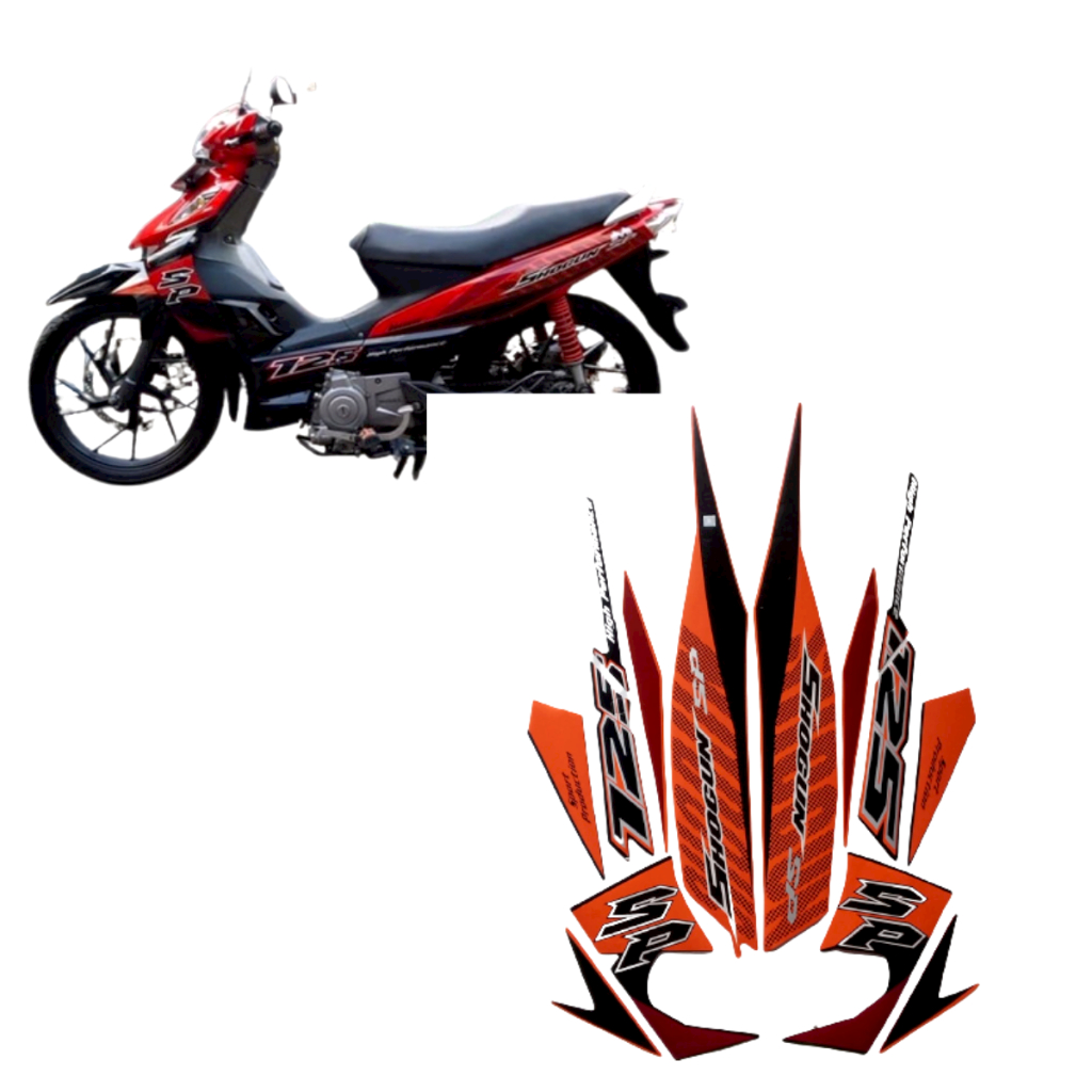STIKER STRIPING LIS LES BODY MOTOR SUZUKI SHOGUN SP 125 2008 ORANGE