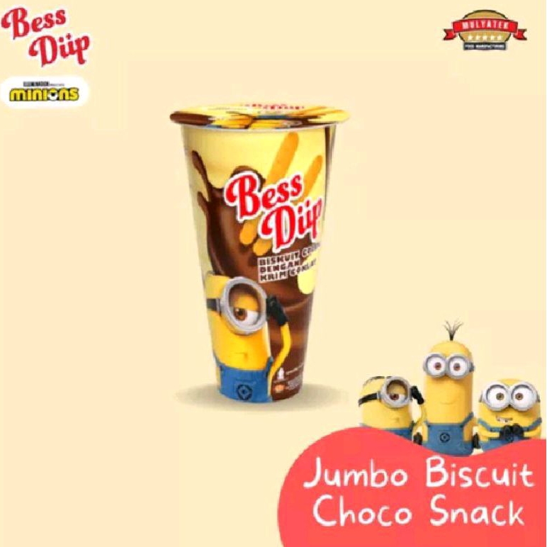 

Bess diip Minions chocolate snack jumbo coklat biscuit stick 45g