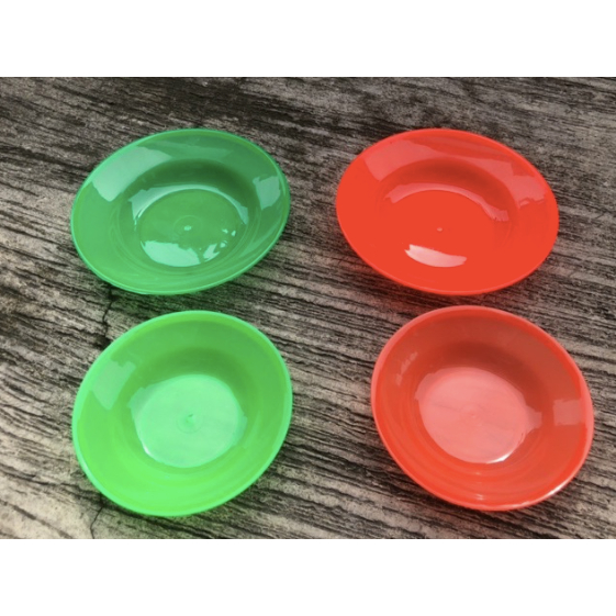 FAMILY TOYS - [1LUSIN = 12 PCS] piring sambal plastik kecil 14 cm 1 lusin / piring lalapan / piring 