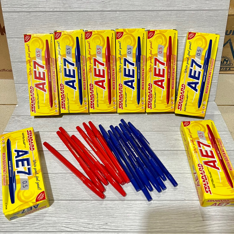 

CTShopID Pen Standart AE 7 BIRU / MERAH (1 Pak isi 12 Pcs) Per Lusin