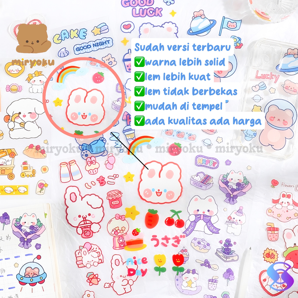 

Sticker Dekorasi Beruang Bear Sticker Transparan Besar Stiker Momo DIY Sticker Aesthetic Buku Diary Stiker Rabbit